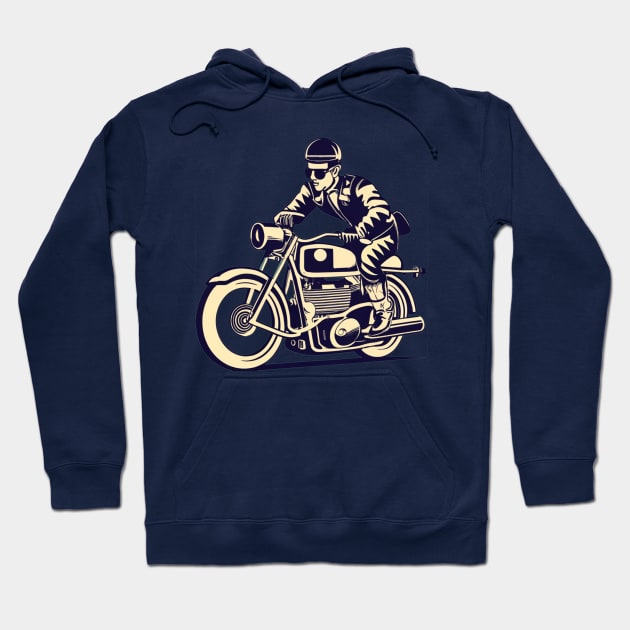Motorcycle 1970’s Graphic Design Hoodie by BlueLine Design